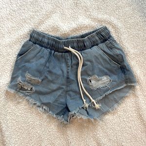 Womens denim cut off shorts